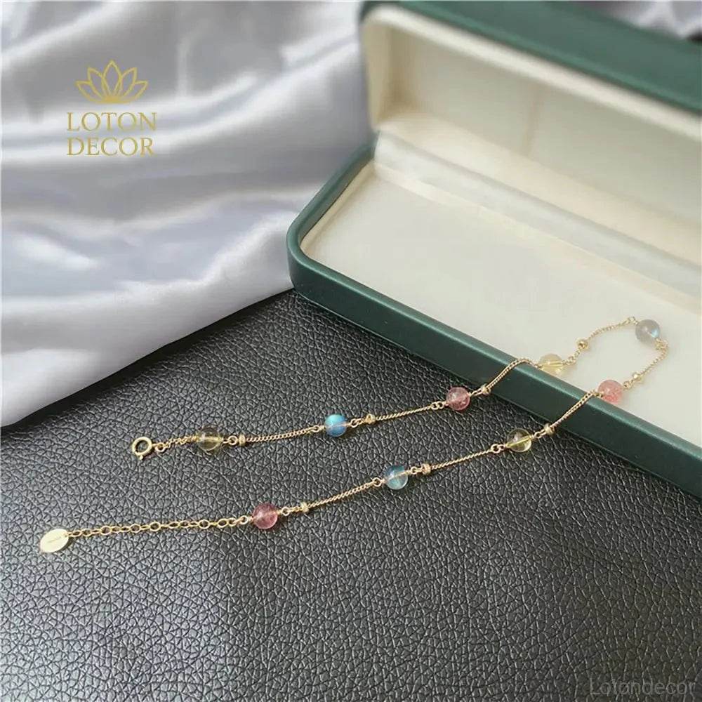 Strawberry Quartz & Moonstone Bracelet – Wealth & Luck - Loton Decor