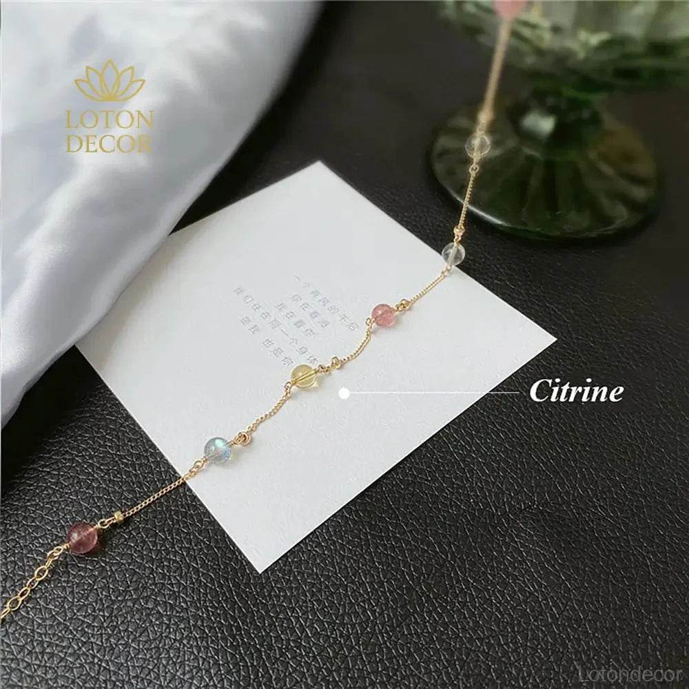 Strawberry Quartz & Moonstone Bracelet – Wealth & Luck - Loton Decor