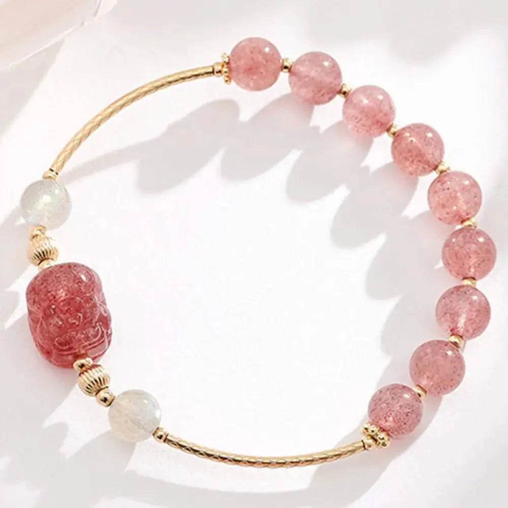 Strawberry Quartz Pixiu Bracelet – Evil Ward & Luck - Loton Decor