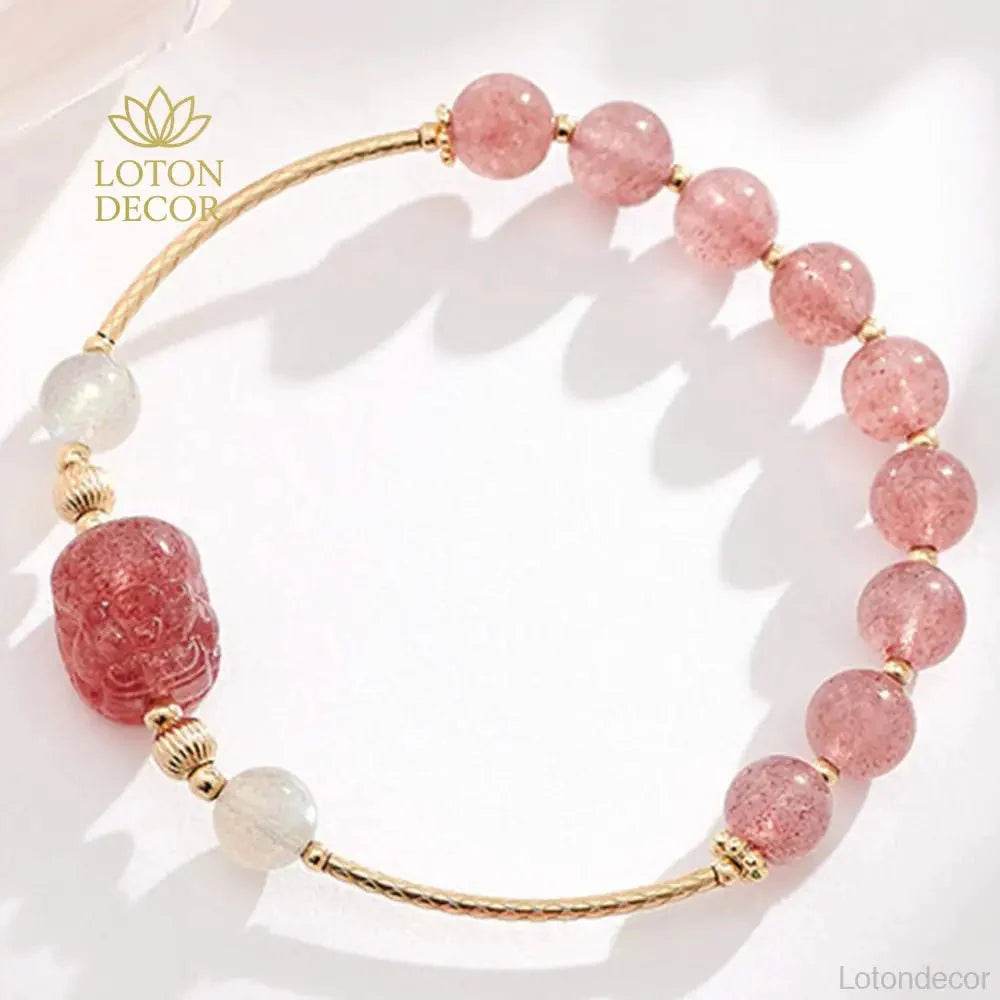 Strawberry Quartz Pixiu Bracelet – Evil Ward & Luck - Loton Decor