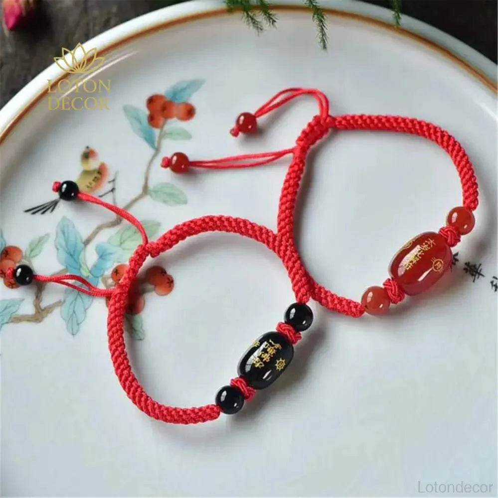 Tai Sui Agate Bracelet – Evil Protection & Fortune Charm - Loton Decor