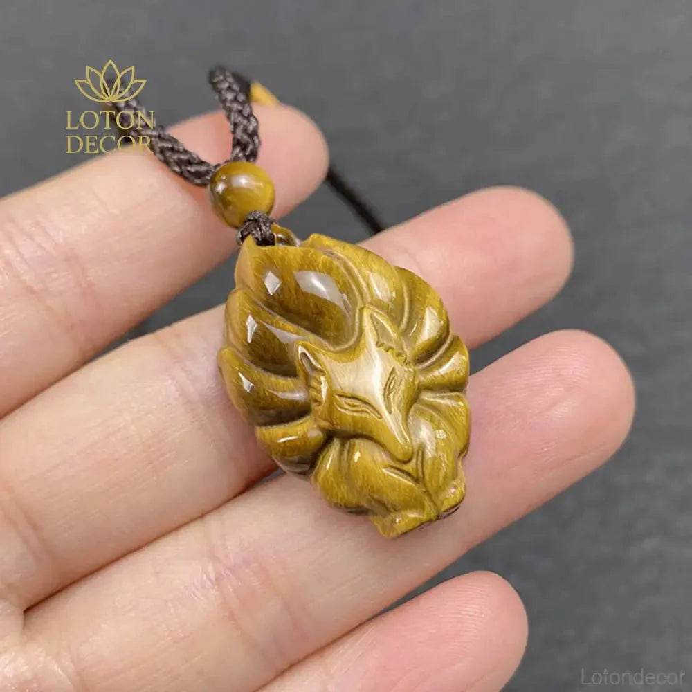 Tiger Eye Fox Pendant Necklace – Feng Shui Luck & Love Amulet - Loton Decor