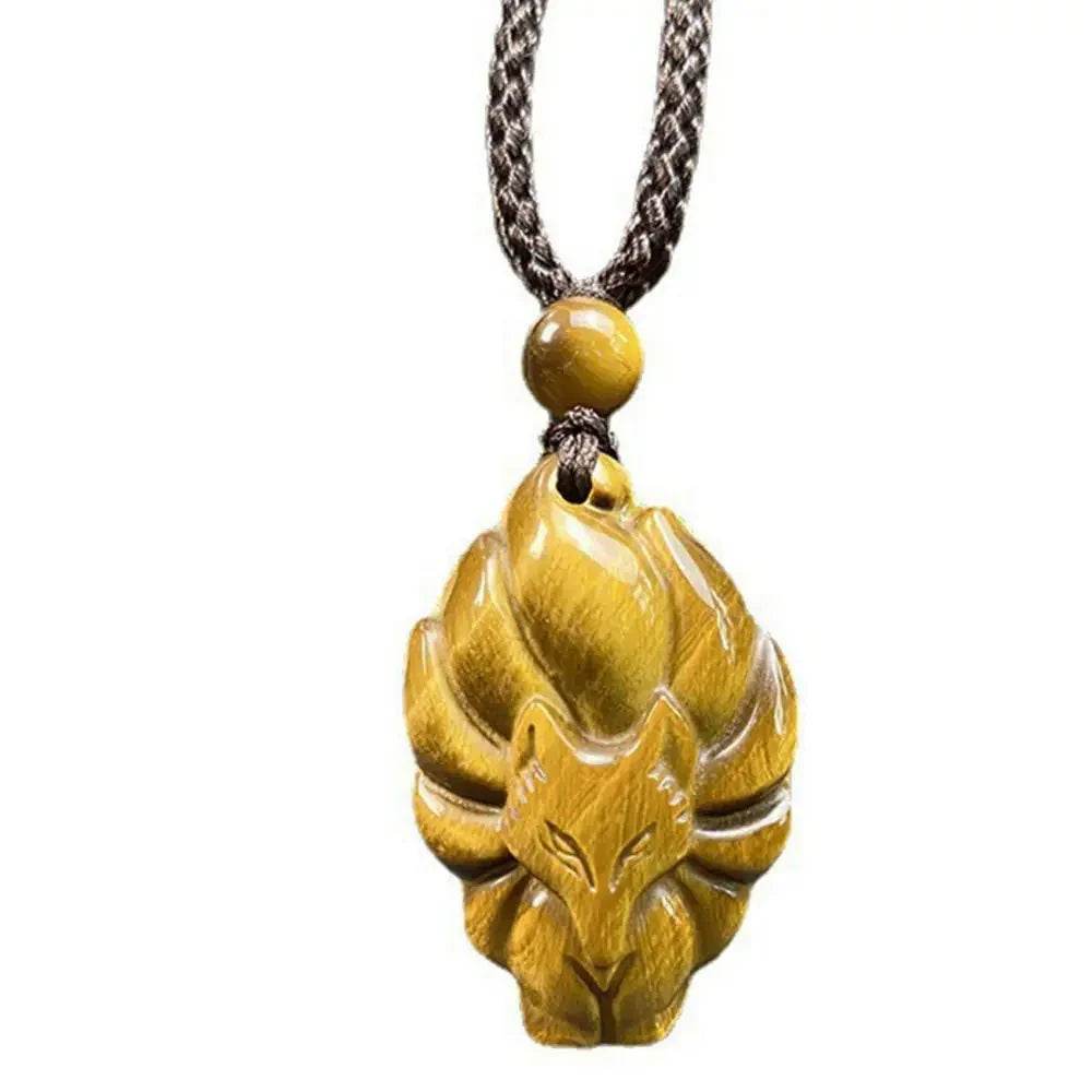 Tiger Eye Fox Pendant Necklace – Feng Shui Luck & Love Amulet - Loton Decor