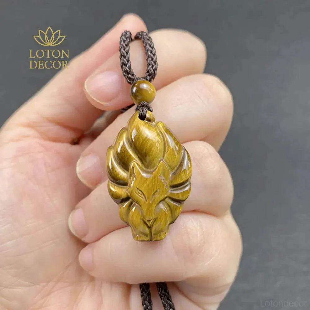 Tiger Eye Fox Pendant Necklace – Feng Shui Luck & Love Amulet - Loton Decor