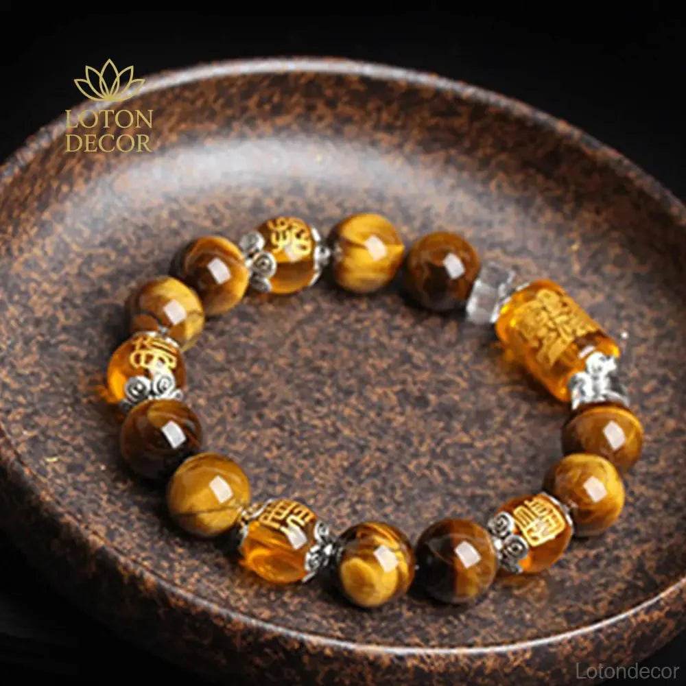 Tiger Eye God of Wealth Bracelet – Lucky Fortune Beads - Loton Decor
