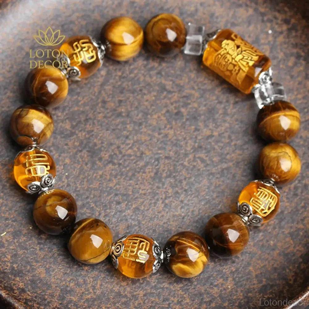 Tiger Eye God of Wealth Bracelet – Lucky Fortune Beads - Loton Decor