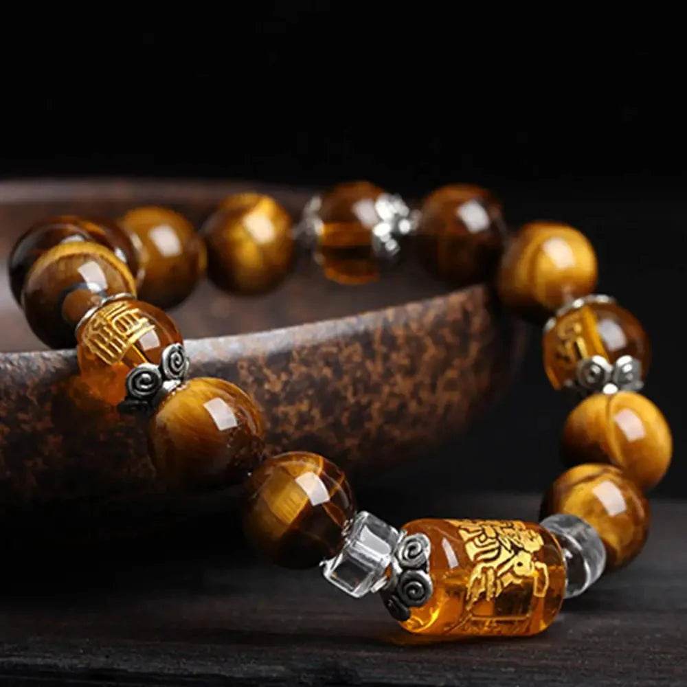 Tiger Eye God of Wealth Bracelet – Lucky Fortune Beads - Loton Decor