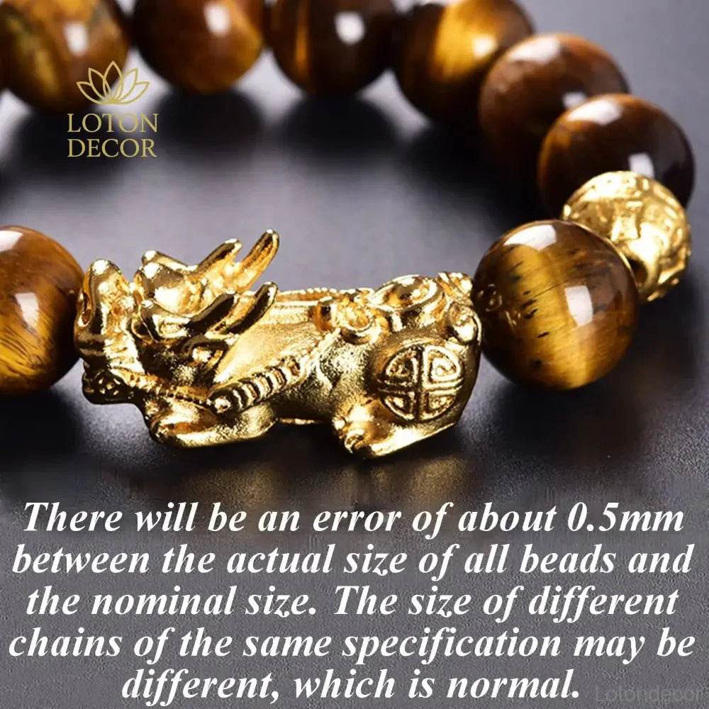 Tiger Eye Pi Yao Bracelet – 14mm Lucky Wealth Amulet - Loton Decor
