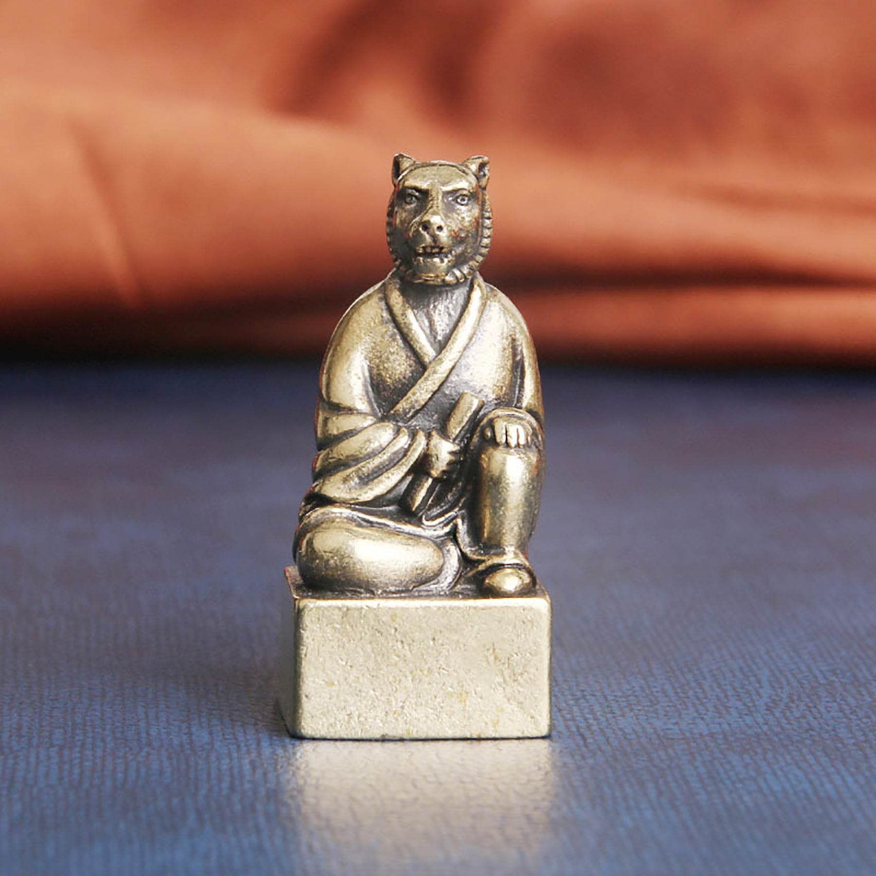 Brass 12 Zodiac Animals Signet Spiritual Animal Figurine Stamps Feng Shui Wealth Longevity Amulet - Loton Decor