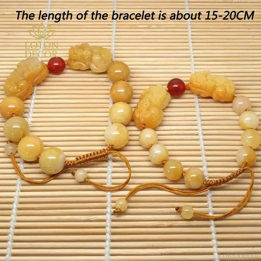 Topaz Jade Double Pixiu Bracelet – Lucky Red Agate Wealth Charm - Loton Decor