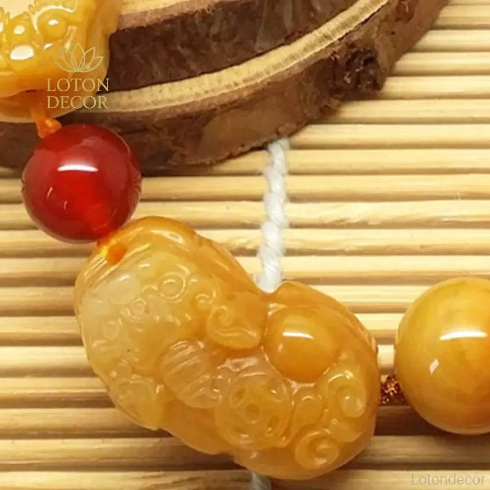 Topaz Jade Double Pixiu Bracelet – Lucky Red Agate Wealth Charm - Loton Decor