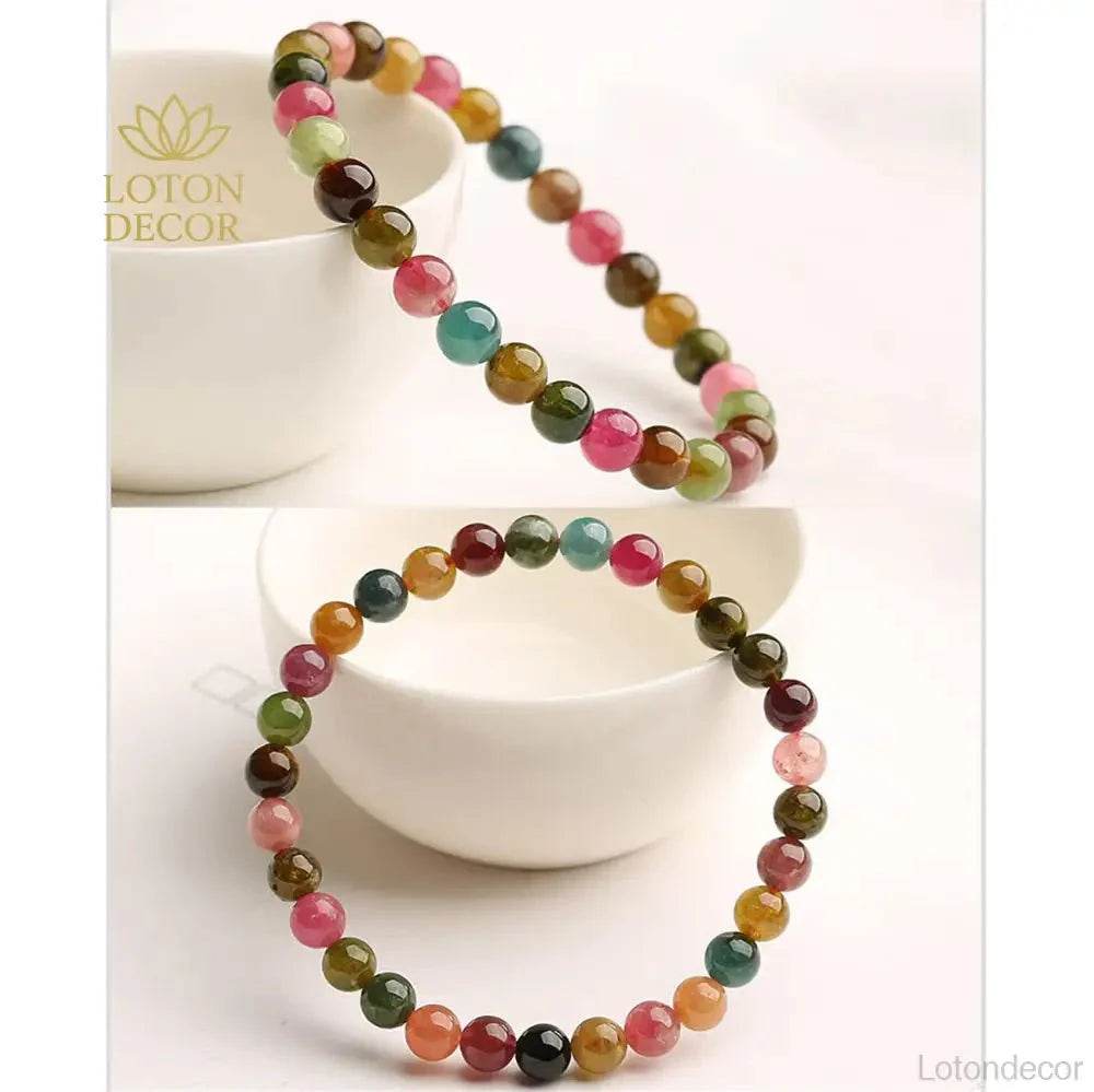 Tourmaline Candy Bracelet – Wealth & Protection Amulet - Loton Decor
