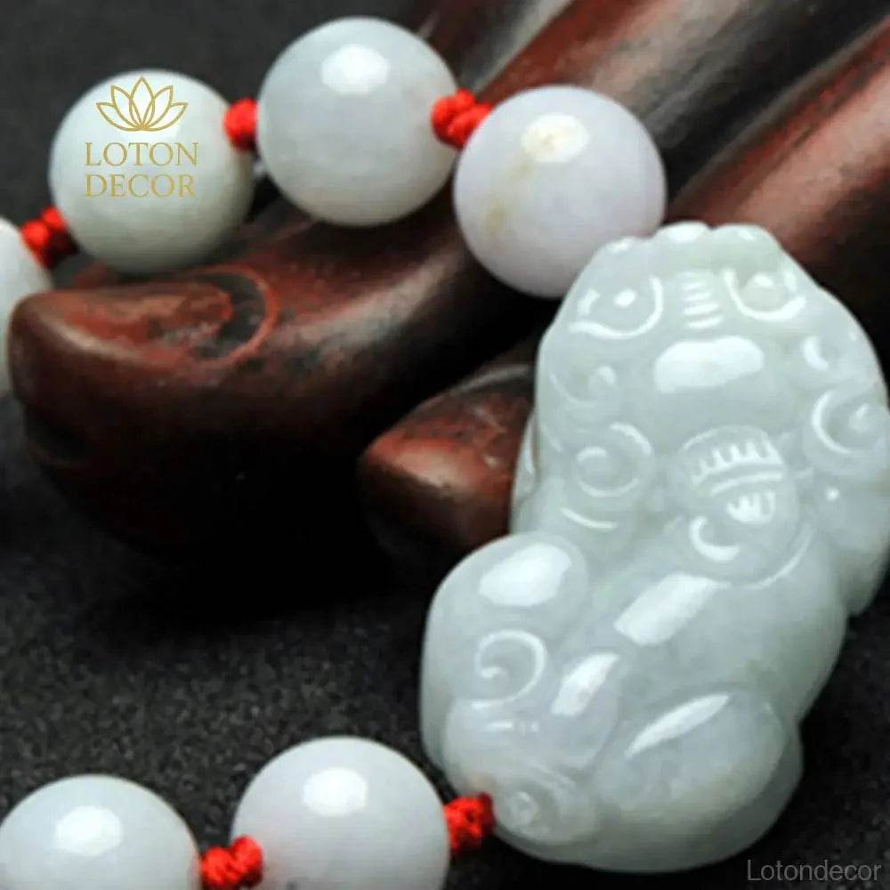White Jade Pixiu Bracelet – Unisex Adjustable Wealth Talisman - Loton Decor
