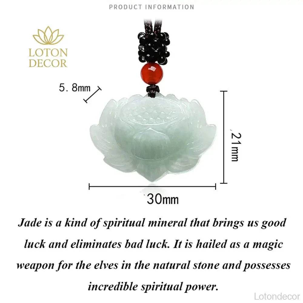 White Lotus Jade Necklace – Ice Jade Luck Protection - Loton Decor
