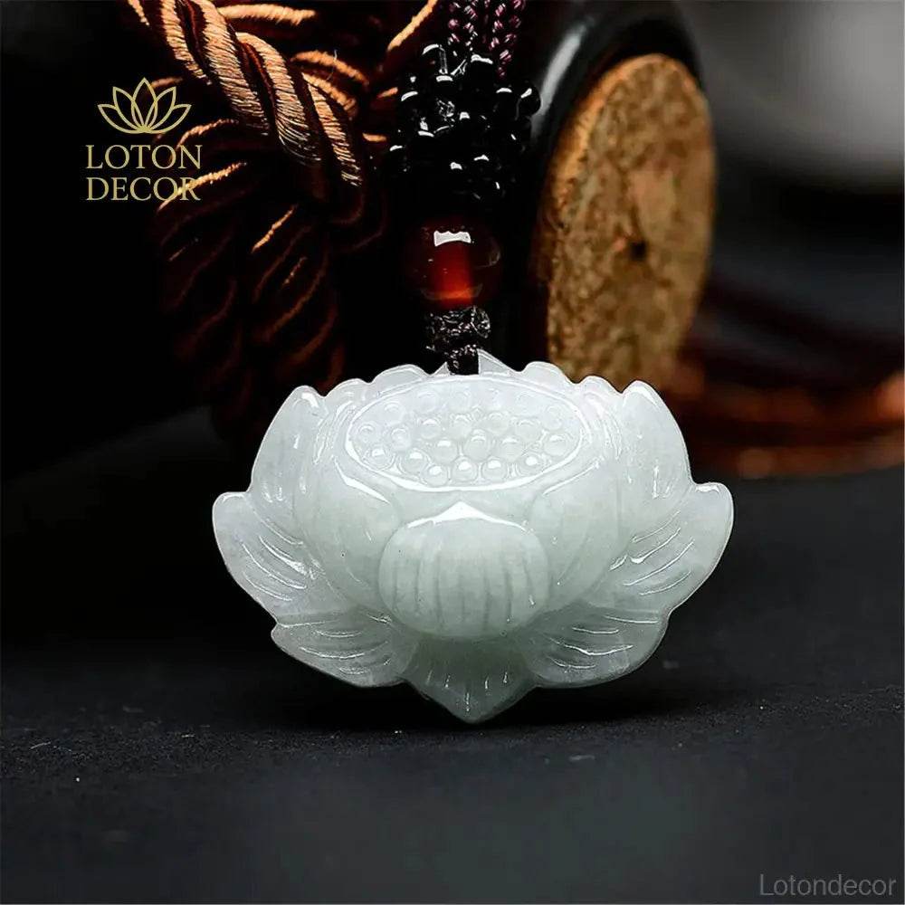White Lotus Jade Necklace – Ice Jade Luck Protection - Loton Decor