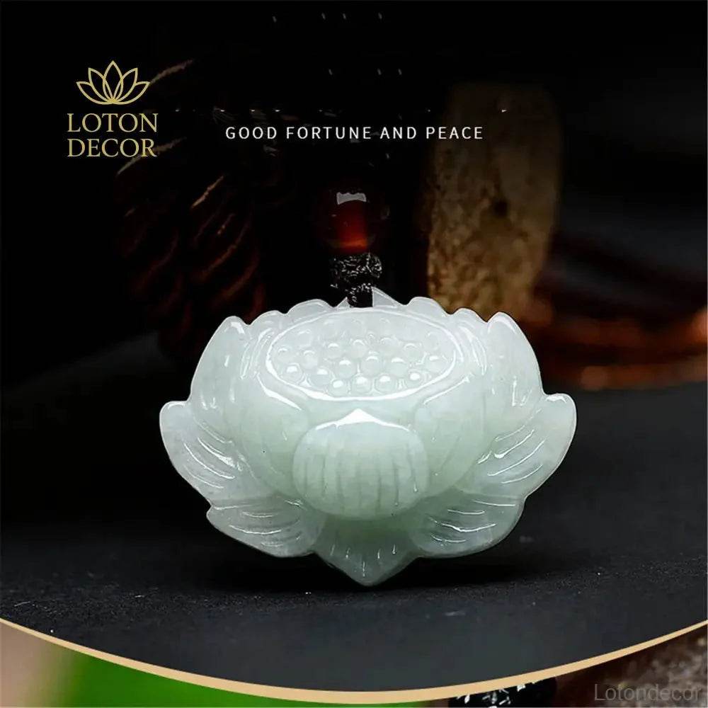 White Lotus Jade Necklace – Ice Jade Luck Protection - Loton Decor