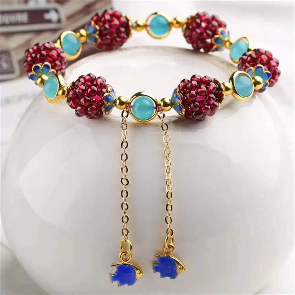 Wine Red Garnet Bracelet – Prosperity & Fortune Amulet - Loton Decor