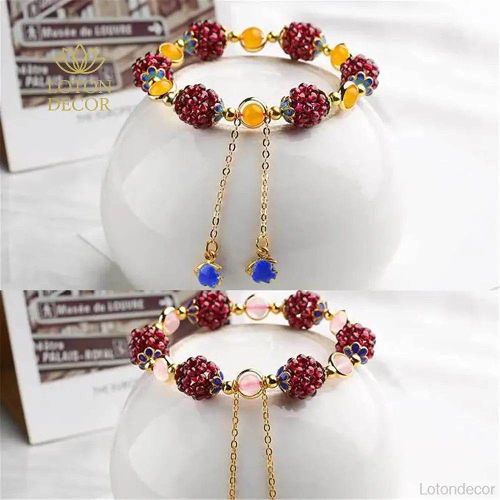 Wine Red Garnet Bracelet – Prosperity & Fortune Amulet - Loton Decor