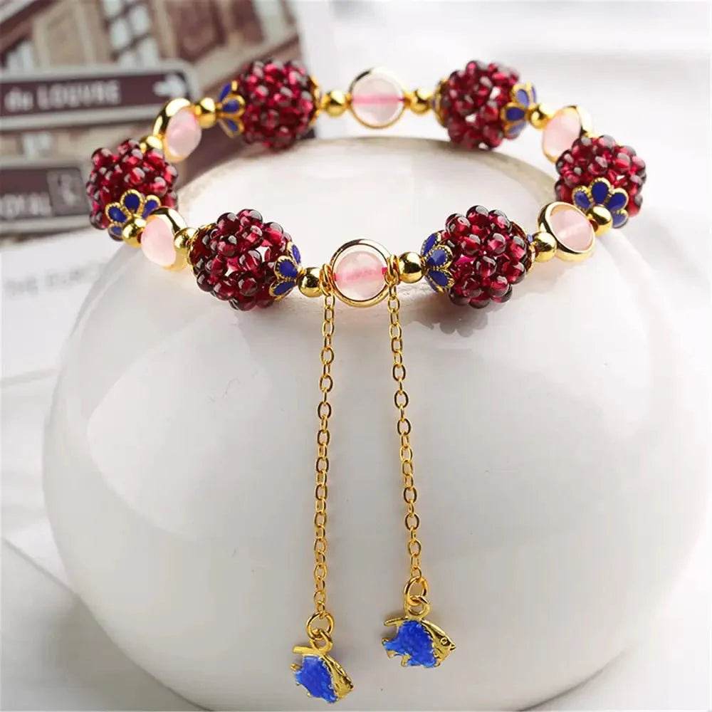 Wine Red Garnet Bracelet – Prosperity & Fortune Amulet - Loton Decor