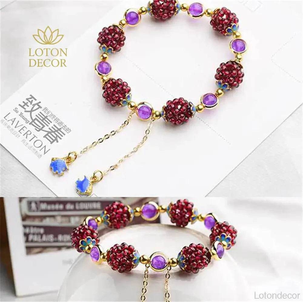 Wine Red Garnet Bracelet – Prosperity & Fortune Amulet - Loton Decor