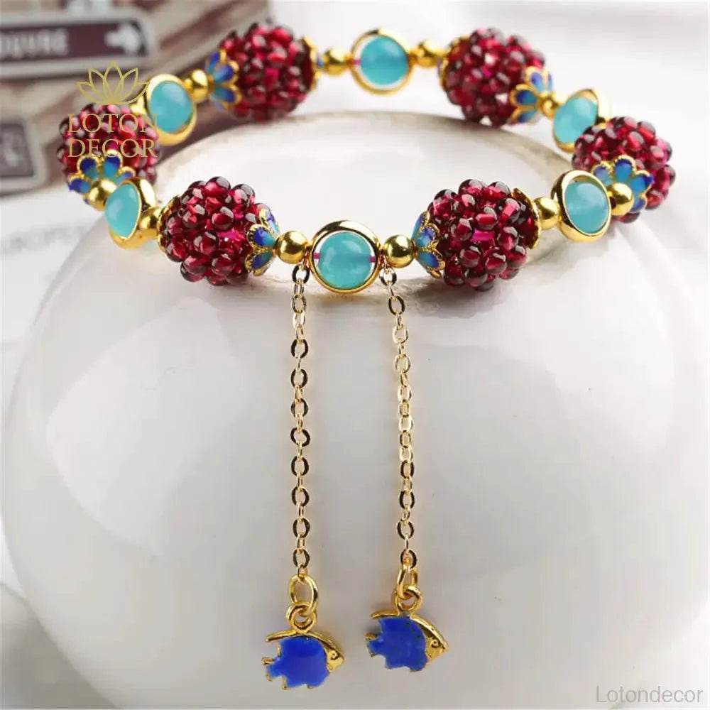 Wine Red Garnet Bracelet – Prosperity & Fortune Amulet - Loton Decor