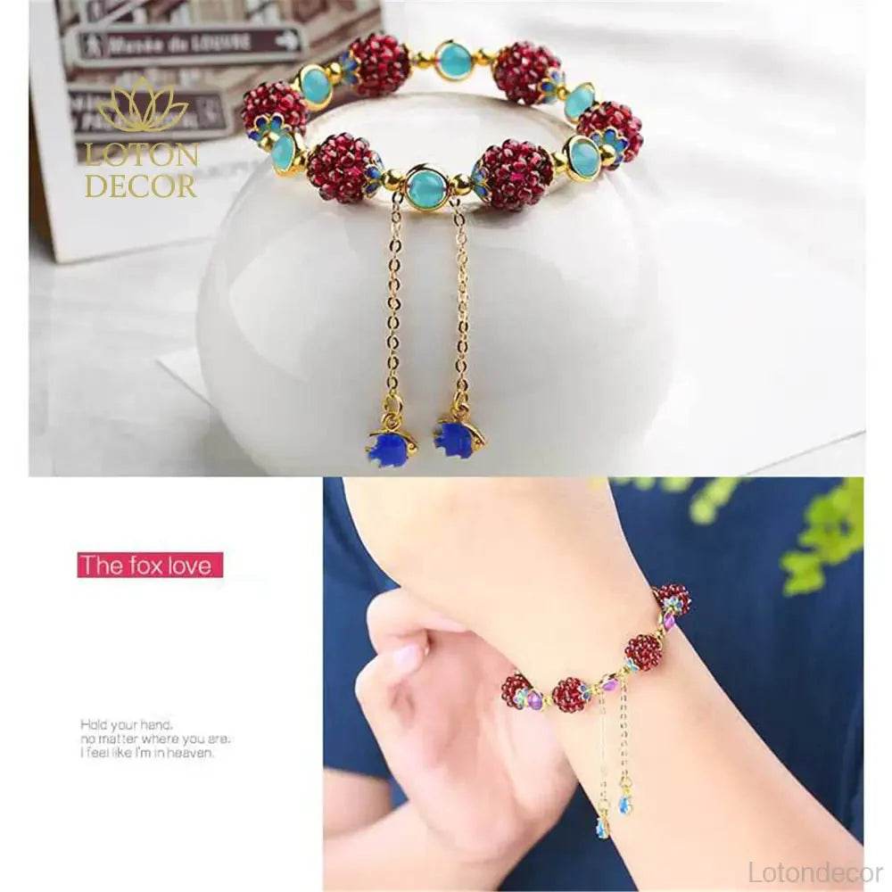 Wine Red Garnet Bracelet – Prosperity & Fortune Amulet - Loton Decor