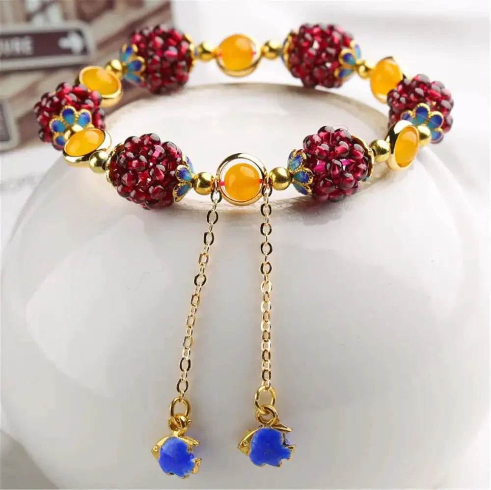 Wine Red Garnet Bracelet – Prosperity & Fortune Amulet - Loton Decor