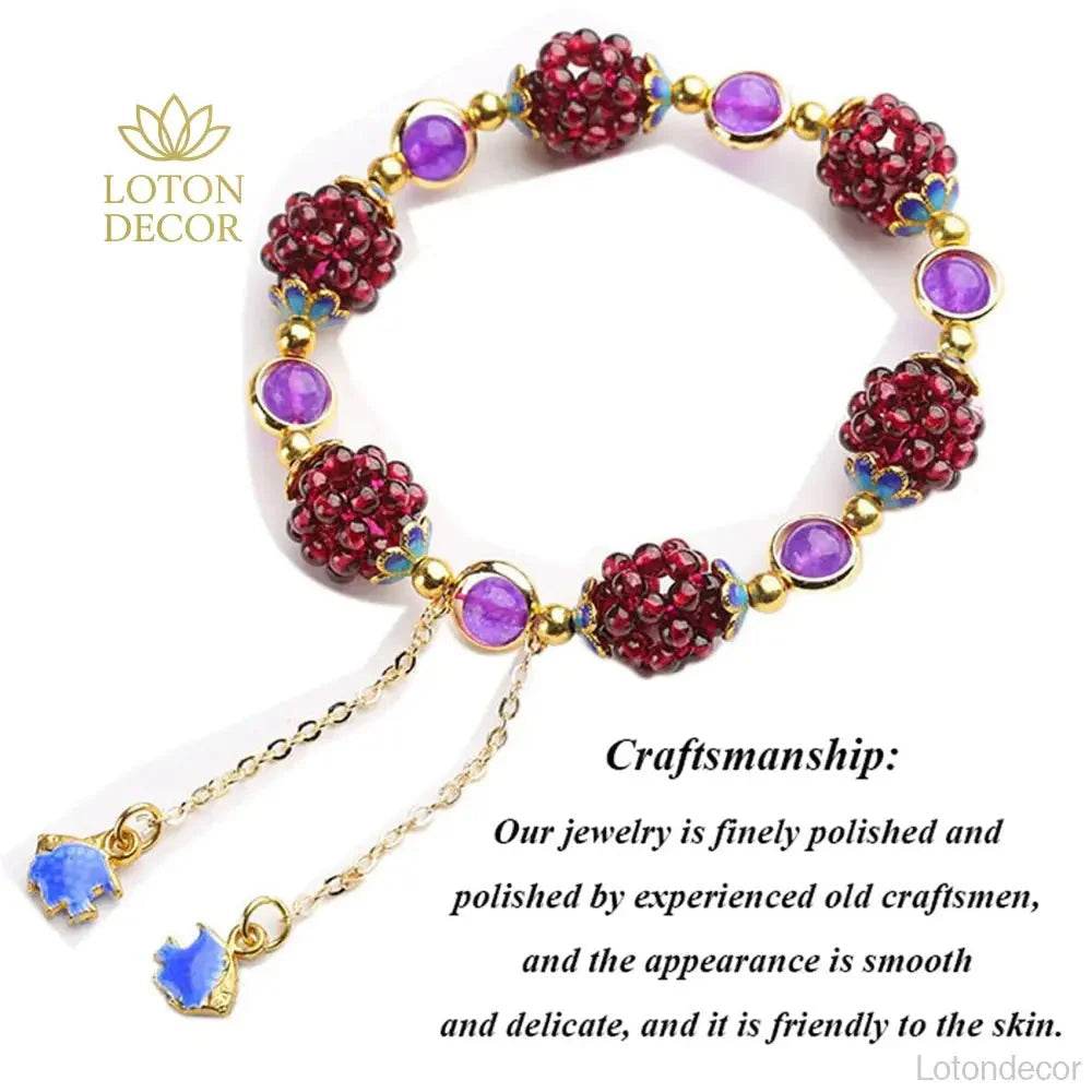 Wine Red Garnet Bracelet – Prosperity & Fortune Amulet - Loton Decor