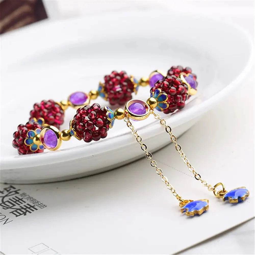 Wine Red Garnet Bracelet – Prosperity & Fortune Amulet - Loton Decor