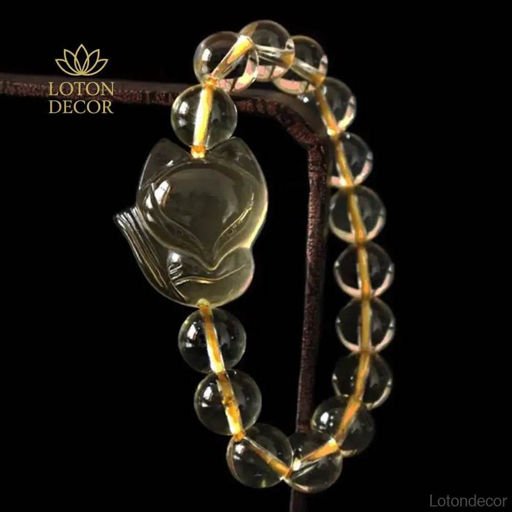 Yellow Quartz Fox Bracelet – Love & Luck Crystal Amulet - Loton Decor