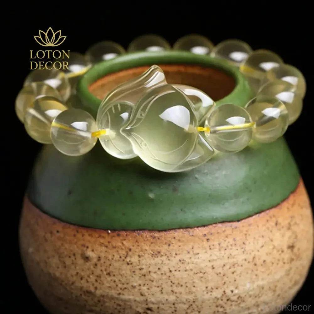 Yellow Quartz Fox Bracelet – Love & Luck Crystal Amulet - Loton Decor