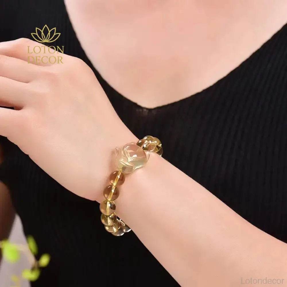 Yellow Quartz Fox Bracelet – Love & Luck Crystal Amulet - Loton Decor