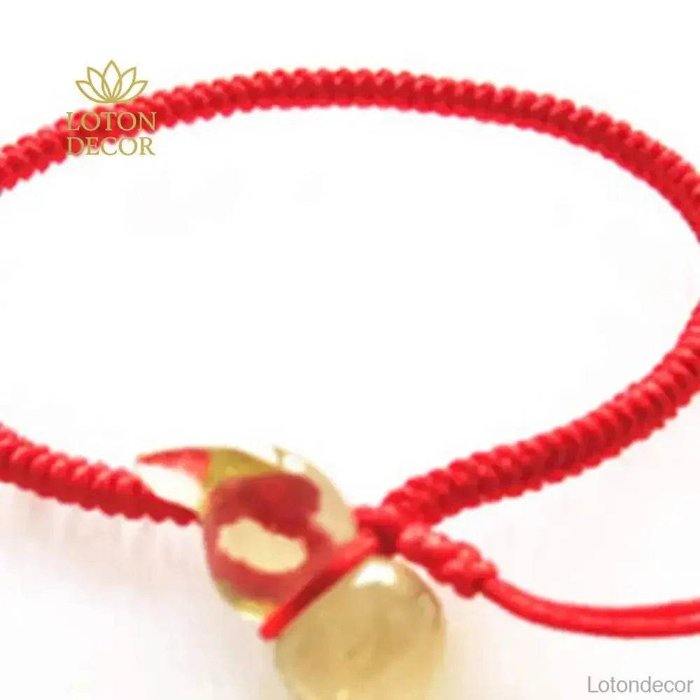 Yellow Quartz Gourd Bracelet – Red Rope Luck & Wealth Amulet - Loton Decor