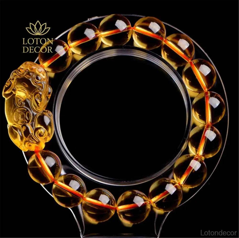 Yellow Quartz Pixiu Bracelet – Wealth & Luck Amulet - Loton Decor