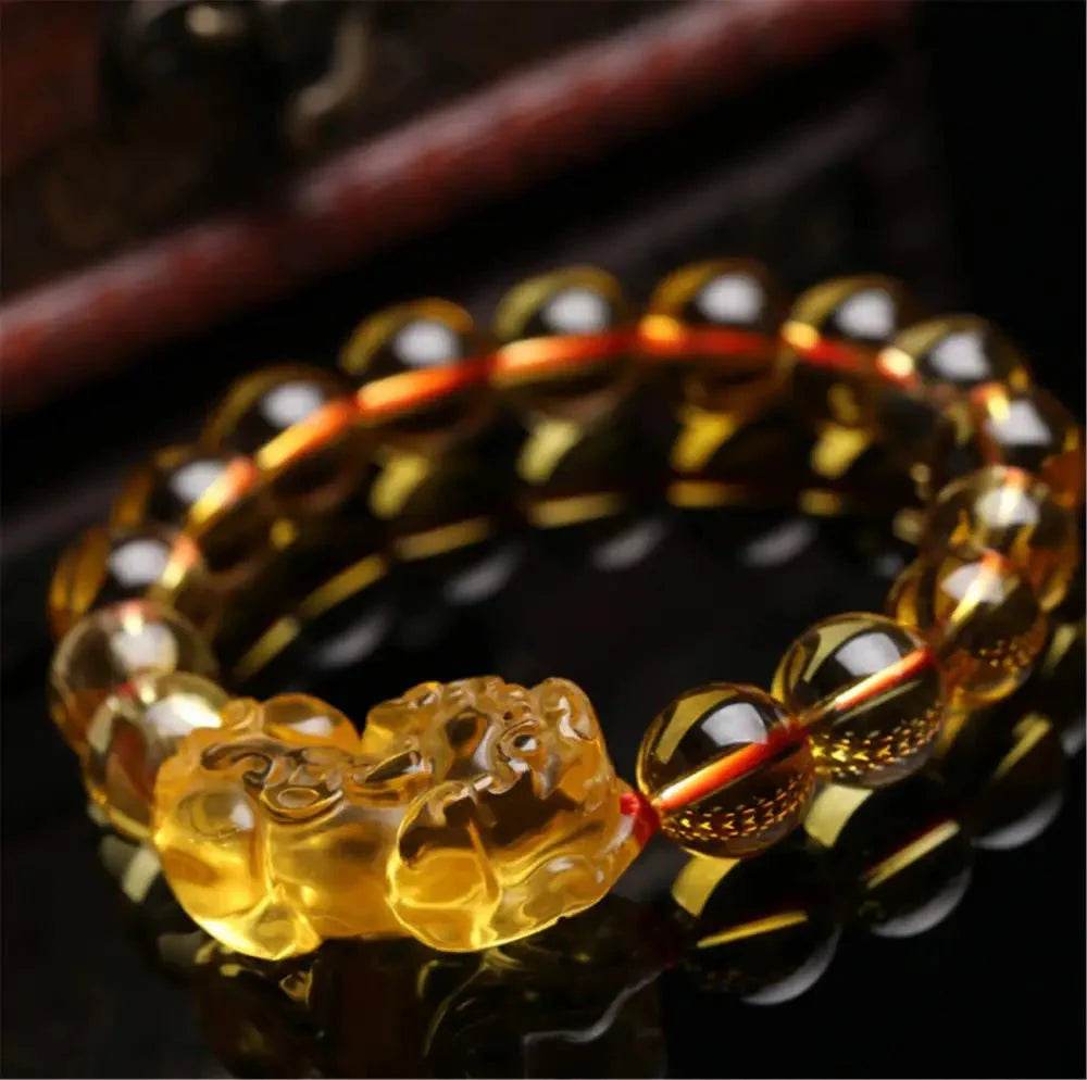 Yellow Quartz Pixiu Bracelet – Wealth & Luck Amulet - Loton Decor