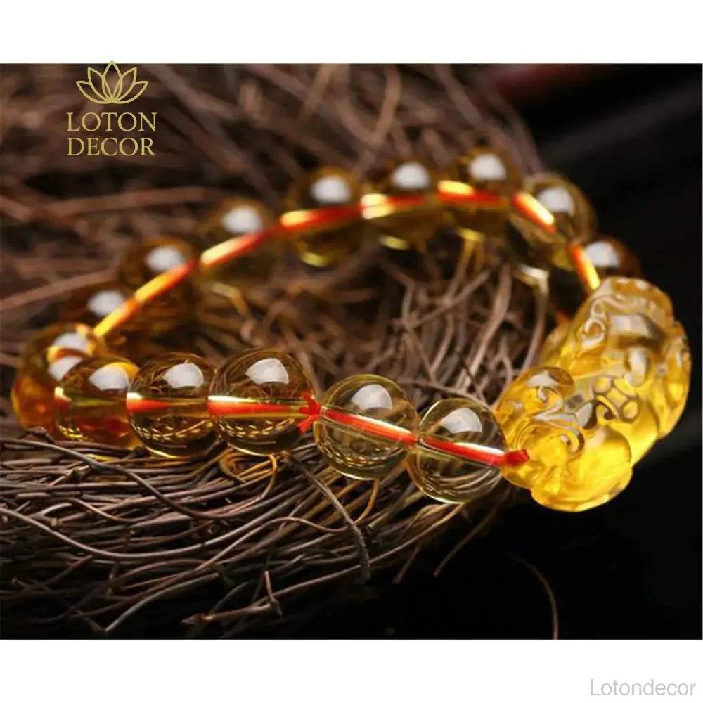 Yellow Quartz Pixiu Bracelet – Wealth & Luck Amulet - Loton Decor