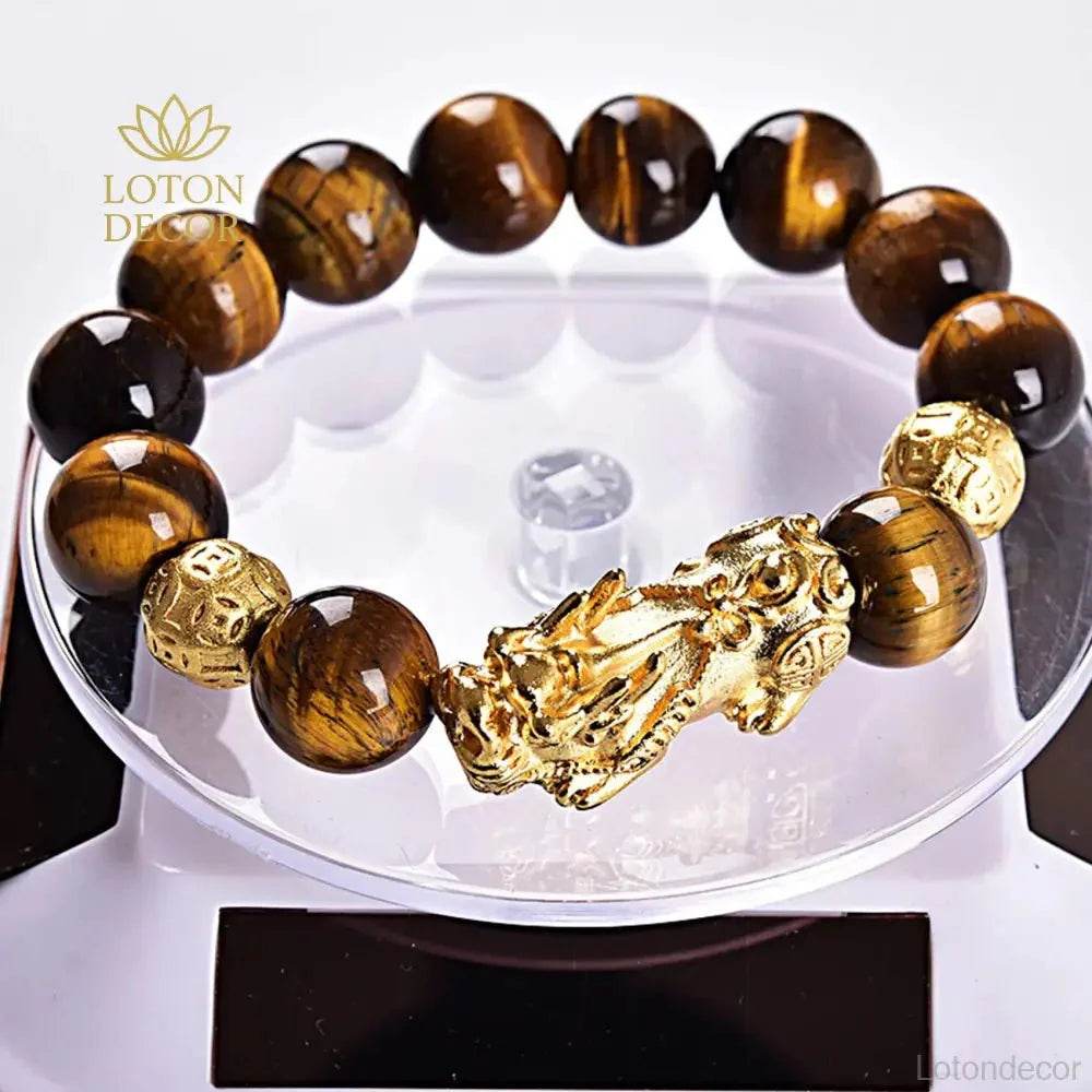 Yellow Tiger Eye Pixiu Bracelet – Wealth Luck Amulet for Women - Loton Decor