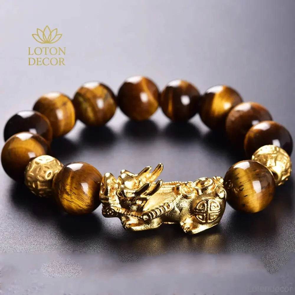 Yellow Tiger Eye Pixiu Bracelet – Wealth Luck Amulet for Women - Loton Decor