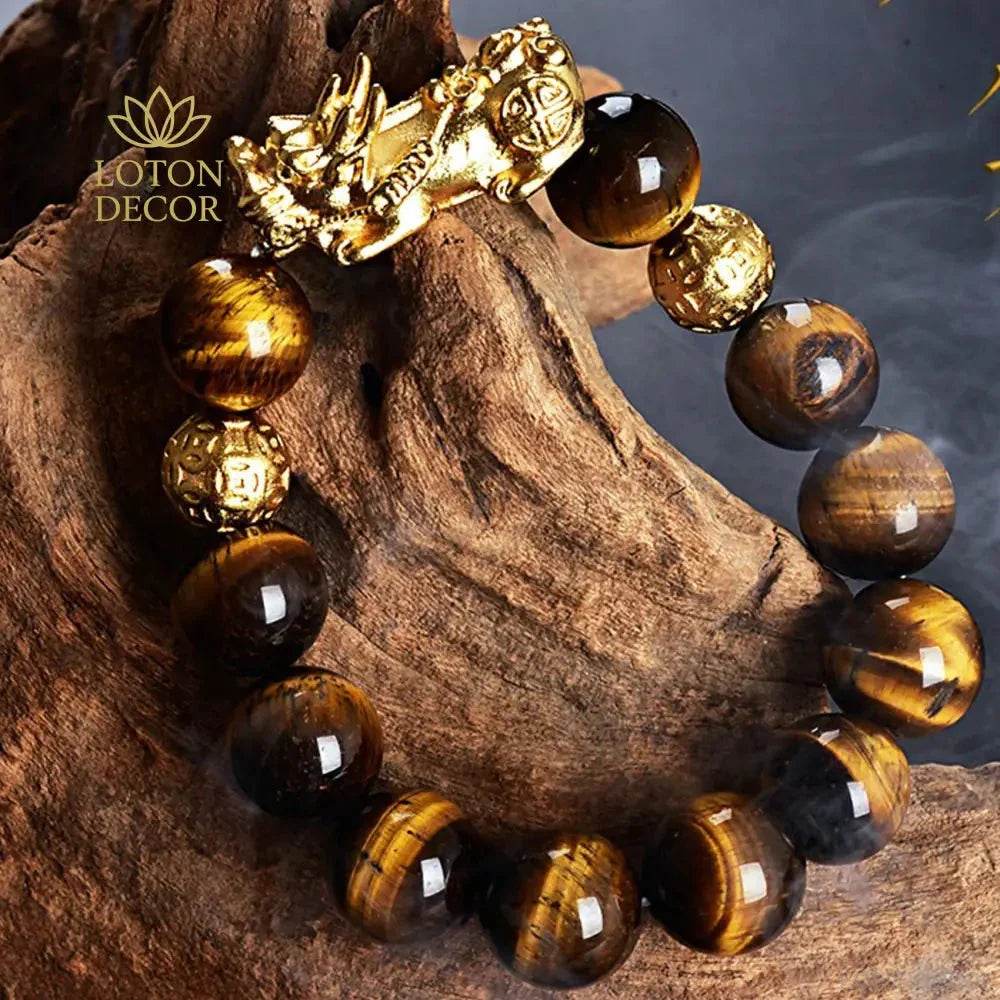 Yellow Tiger Eye Pixiu Bracelet – Wealth Luck Amulet for Women - Loton Decor
