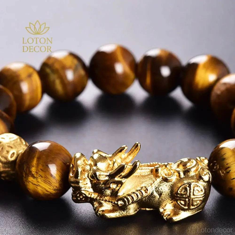 Yellow Tiger Eye Pixiu Bracelet – Wealth Luck Amulet for Women - Loton Decor