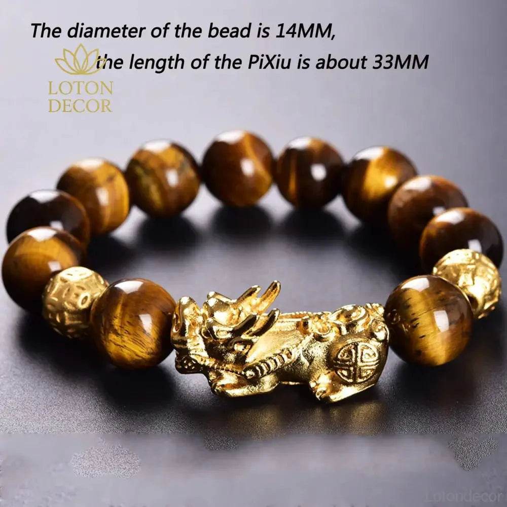 Yellow Tiger Eye Pixiu Bracelet – Wealth Luck Amulet for Women - Loton Decor