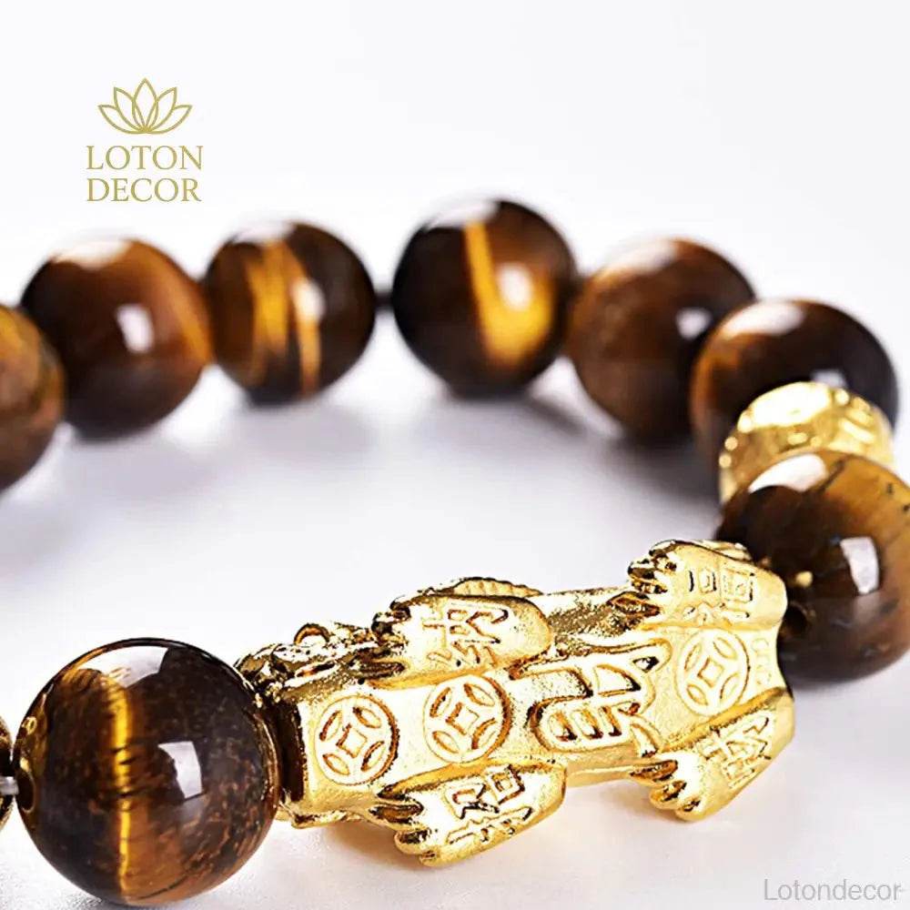 Yellow Tiger Eye Pixiu Bracelet – Wealth Luck Amulet for Women - Loton Decor