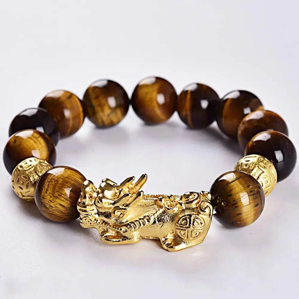 Yellow Tiger Eye Pixiu Bracelet – Wealth Luck Amulet for Women - Loton Decor