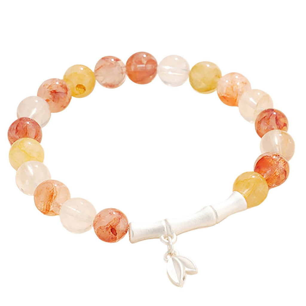 S925 Pure Silver Bamboo Charm Feng Shui Wealth Bracelet Fu Lu Shou Longevity Phantom Crystal Bracelet - Loton Decor