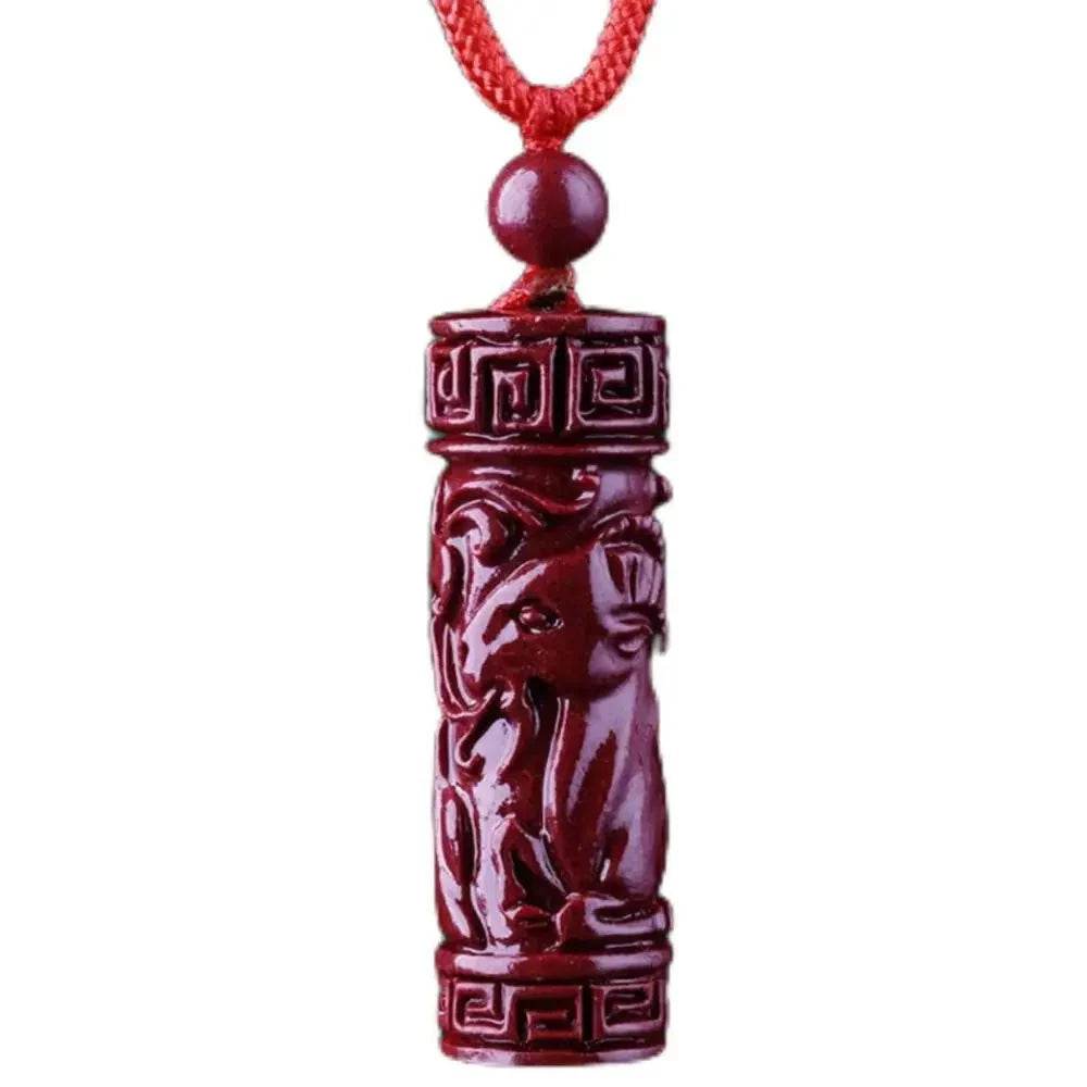Zodiac Cinnabar Necklace – Feng Shui Charm Talisman with Cord - Loton Decor
