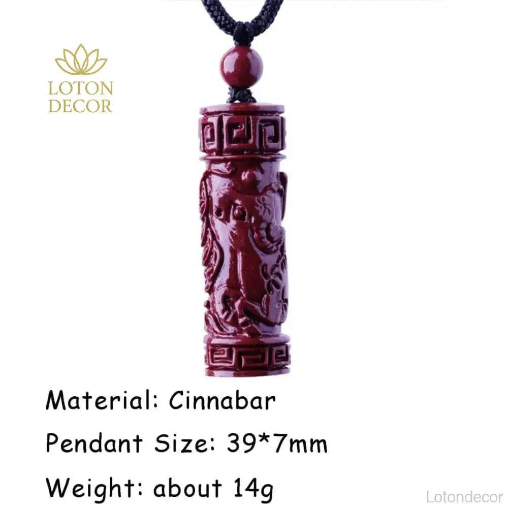 Zodiac Cinnabar Necklace – Feng Shui Charm Talisman with Cord - Loton Decor