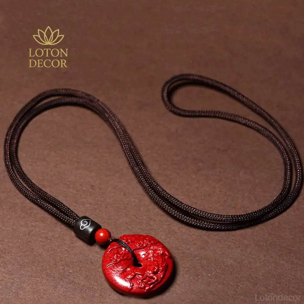 Zodiac Cinnabar Pendant Necklace – Feng Shui Reiki Crystal Amulet - Loton Decor