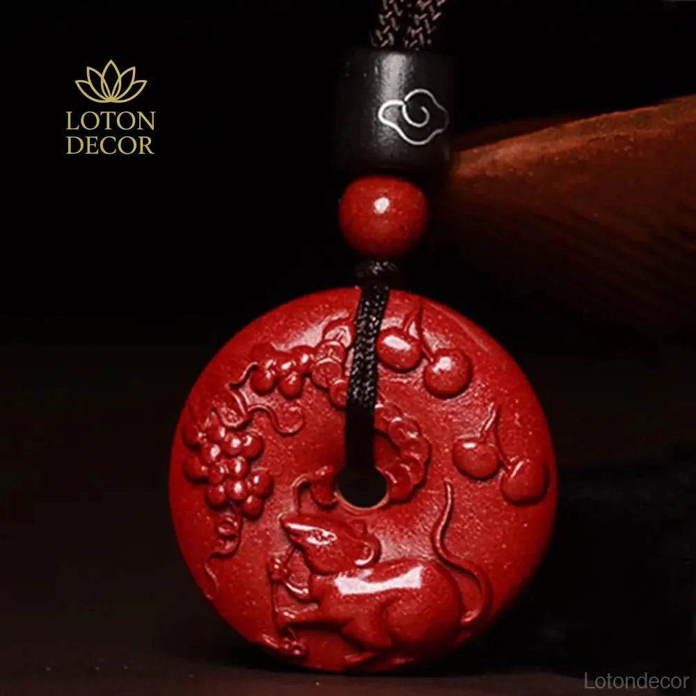 Zodiac Cinnabar Pendant Necklace – Feng Shui Reiki Crystal Amulet - Loton Decor
