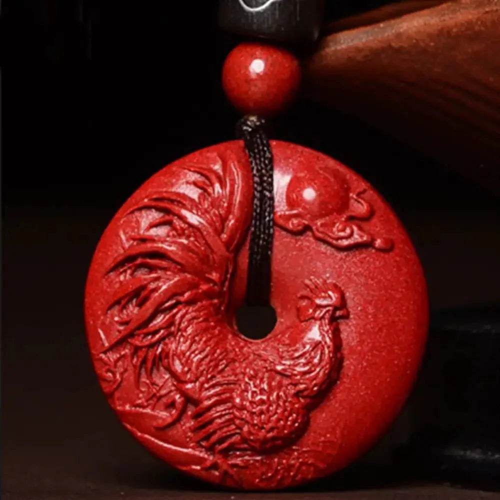 Zodiac Cinnabar Pendant Necklace – Feng Shui Reiki Crystal Amulet - Loton Decor