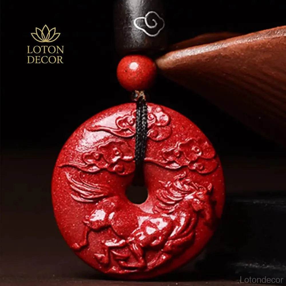 Zodiac Cinnabar Pendant Necklace – Feng Shui Reiki Crystal Amulet - Loton Decor